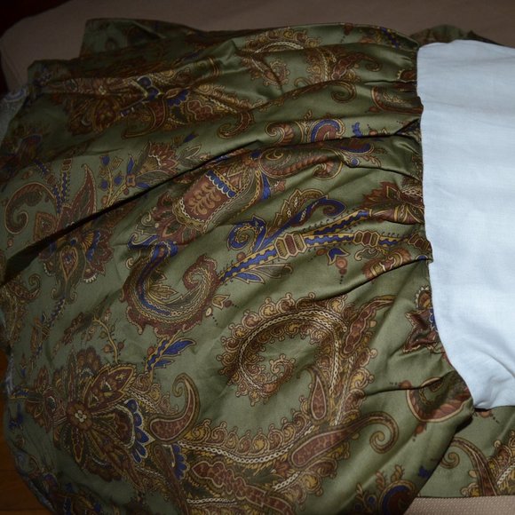 Chaps Bedding Ralph Lauren Chaps Beekman Green Brown Jacobean Paisley Queen Bedskirt Ruffle